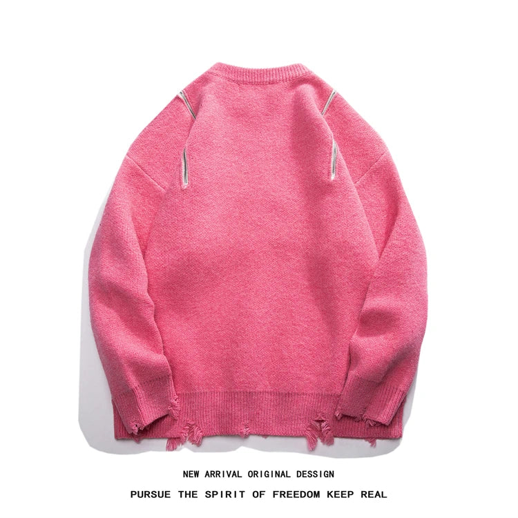 Gothic Men's Sweater Hip Hop Streetwear Long Sleeved Round Neck Tops Oversized Autumn New Knitwear Sweaters Jumpers Street King Limited