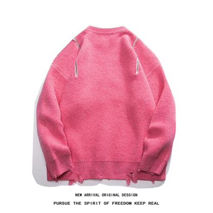 Gothic Men's Sweater Hip Hop Streetwear Long Sleeved Round Neck Tops Oversized Autumn New Knitwear Sweaters Jumpers Street King Limited