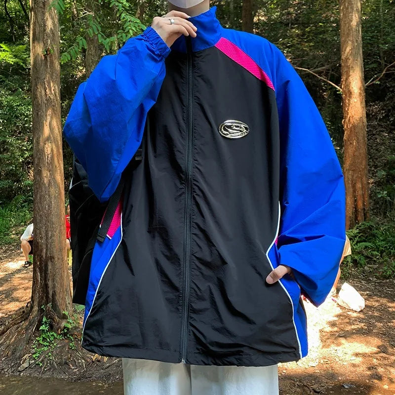new sport charge jacket mens korean trend color blocking quick drying thin coats summer outdoor sunscreen casual windbreaker unique default style 1914