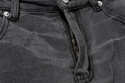 streetwear washed water wave patterned micro flared jeans for men straight pantalones hombre casual baggy denim trousers unique jeans style 4417