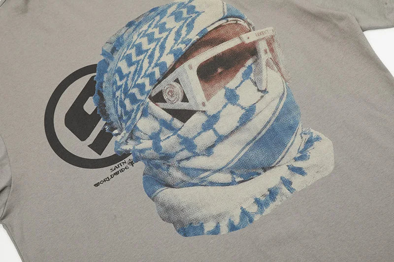 Black White Blue SAINT T-shirt Men Woman Good Quality Vintage Cartoon Pattern Printing Loose Casual Top Tees Street King Limited