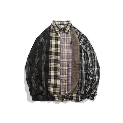 Streetwear Autumn Plaid Shirts Men Harajuku Hip Hop Streetwear Shirts Coats Long 2024 Autumn Plaid Shirts Men Harajuku Hip Hop Streetwear Shirts Coats Long Sleeve Loose Casual Button Up Blouse Y2K Tops Fashion Sweater Jacket With Graphic Design For Men