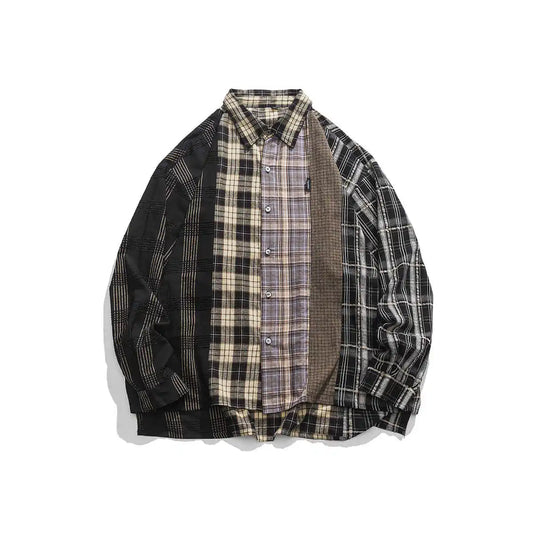 Streetwear Autumn Plaid Shirts Men Harajuku Hip Hop Streetwear Shirts Coats Long 2024 Autumn Plaid Shirts Men Harajuku Hip Hop Streetwear Shirts Coats Long Sleeve Loose Casual Button Up Blouse Y2K Tops Fashion Sweater Jacket With Graphic Design For Men