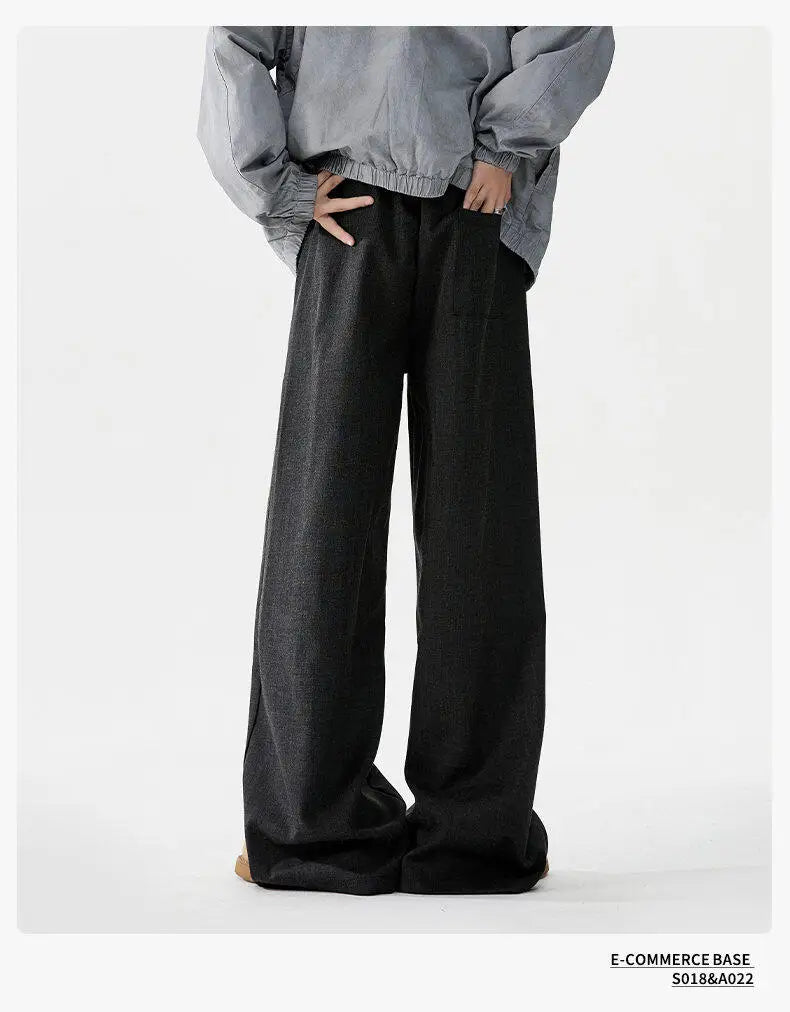 men loose casual korean streetwear fashion vintage straight wide leg suit pants trousers cityboy baggy pants unique default style 1619