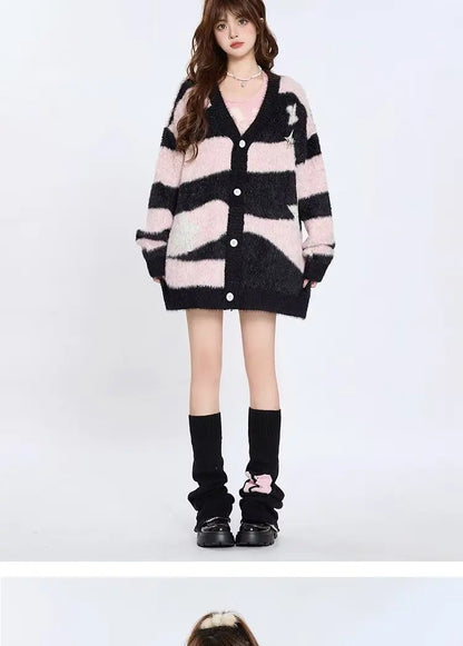 Knitted Cardigan Sweater Men Women Autumn Patchwork Knitted Jumpers Harajuku Loose Hip Hop Streetwear Y2K Star Pattern Jackets Street King Limited