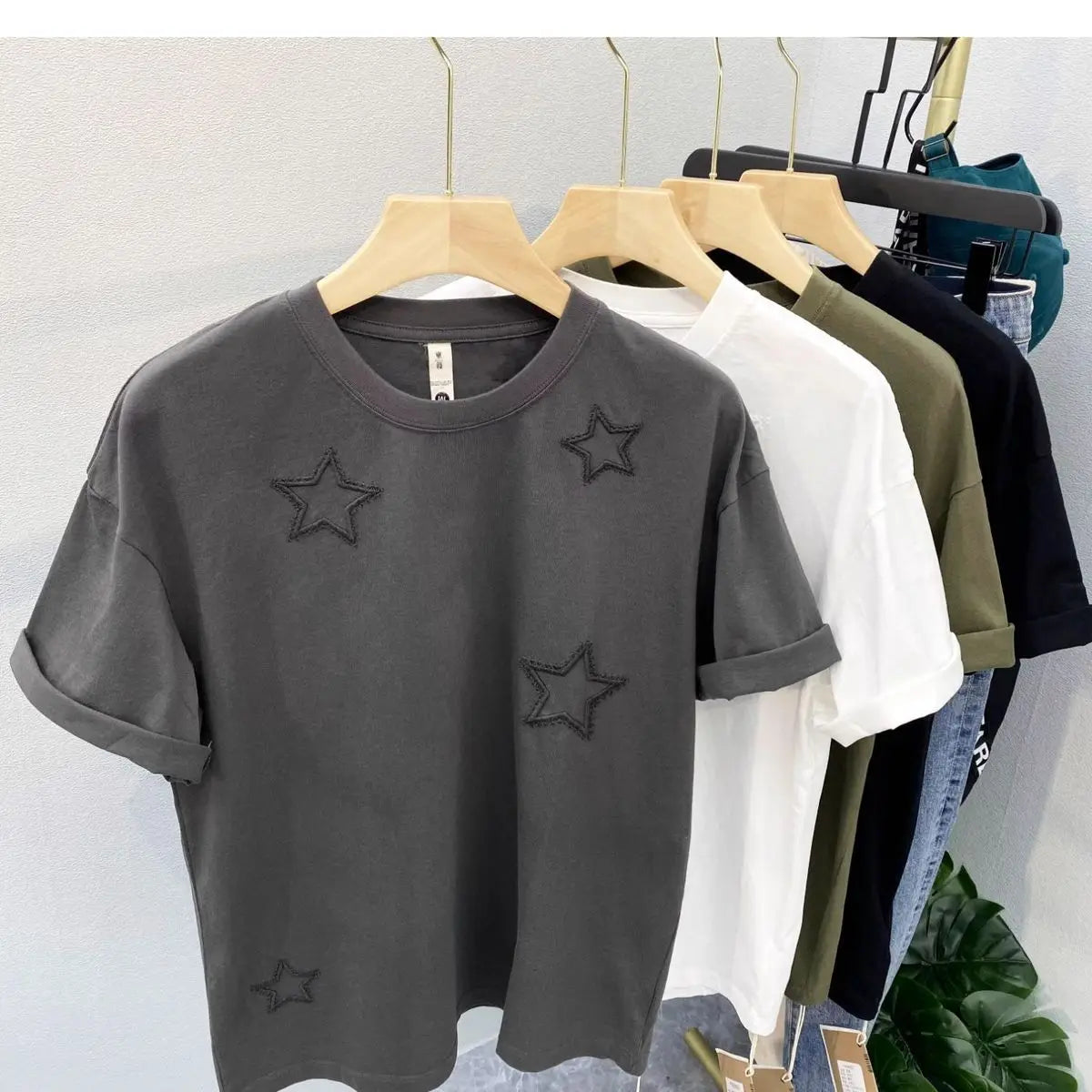 2024 American style men and women summer pentagram round neck short sleeved trendy couple loose retro casual T-shirt top y2k Street King Limited
