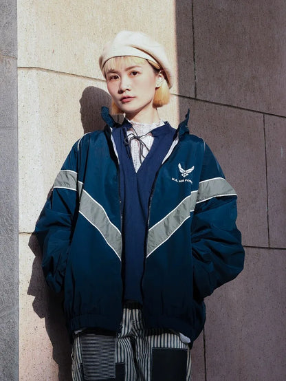 american cargo jacket mens college flight training quick drying color block bomber coat couple high street motorcycle outwear unique cargo style 1799