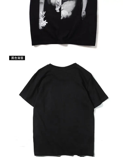 American large size trendy angel European and American printed short-sleeved T-shirt for male and female students trendy brand Street King Limited