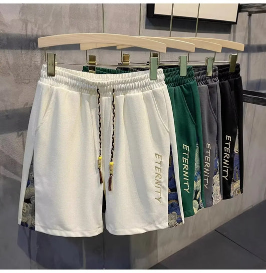 Summer Running Shorts Men Casual Jogging Sport Short Pants Wave Pattern Solid Color Drawstring Loose Dry Gym Sports Shorts Street King Limited