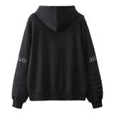 Men Sports Hoodie Multi-fold Shoulder Stitching Hooded Sweatshirt Y2K Hip Hop Patchwork Streetwear Loose Casual Pullover Unisex Street King Limited