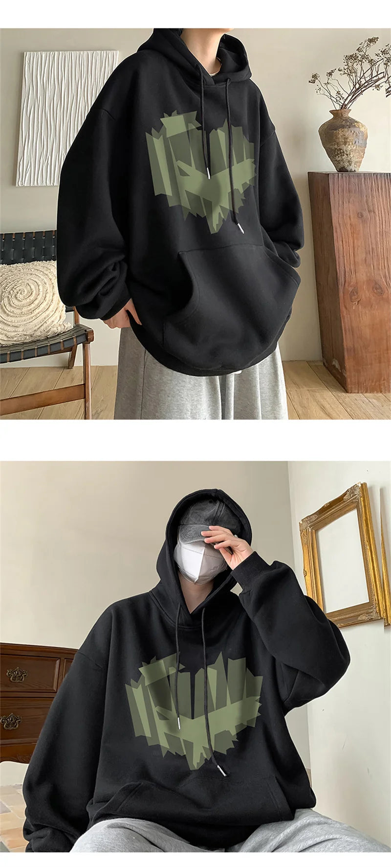 Autumn New Love Graphic Print Hoody Sweatshirts Man Hip Hop Oversized Streetwear Pullover Hoodies Y2K Vintage Casual Clothes Street King Limited