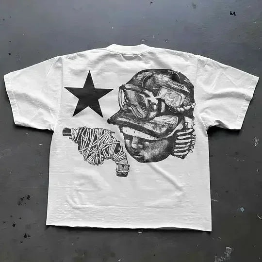 Harajuku Streetwear Y2K New T shirt Men Hip Hop Bulletproof Vest Graphic Print Oversized Cotton Short Sleeved Casual Tops Tees Street King Limited