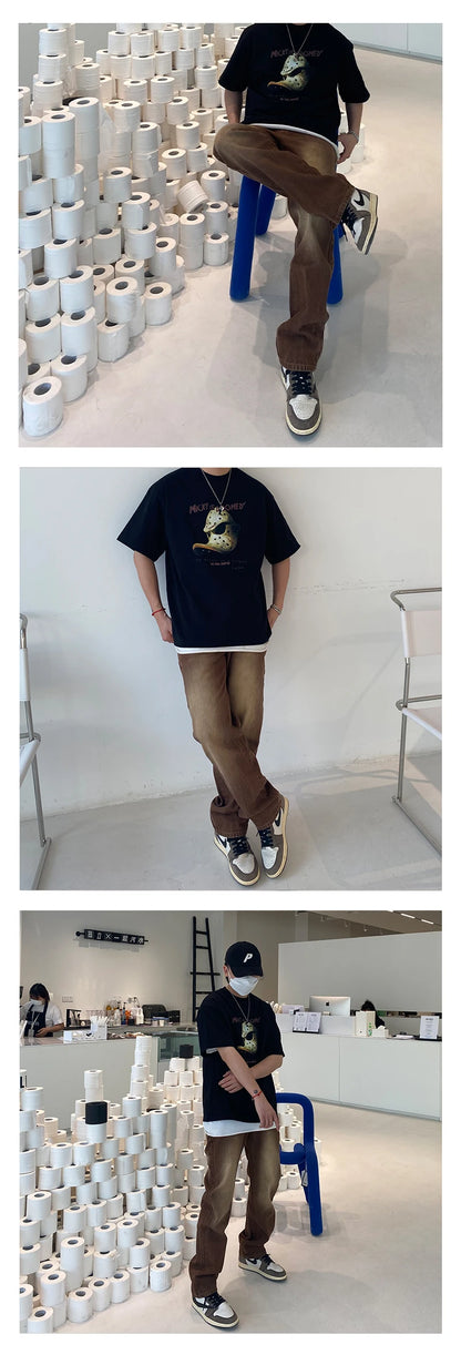 Brown Baggy Jeans Men Fashion Retro Casual Straight Jeans Men Streetwear Korean Hip Hop Denim Pants Mens Trousers S-2XL Street King Limited