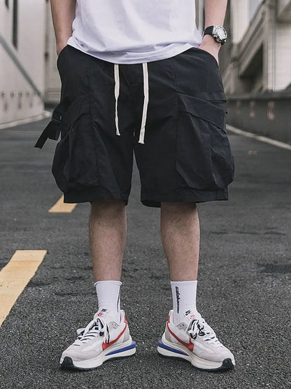 Korean trendy brand personality printed short sleeved T shirt Fashion street Y2K men and women straight functional work shorts Street King Limited