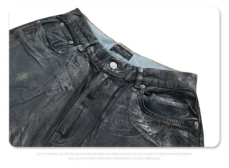 Autumn/winter 2024 loose wash jeans with silver coating Street King Limited