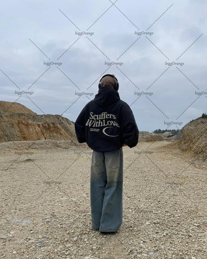 Fashion kawaii clothing letters oversized pullover sweater women's Y2K street hip-hop Harajuku loose all-match sweater men's Street King Limited