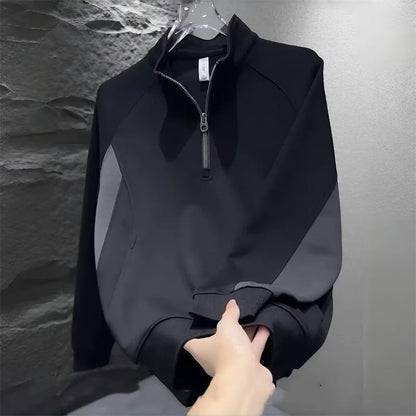 Autumn Half Zipper Polo Sweatshirts Men's 2024 New Casual Stand-up Collar Pullover Hoodies Patchwork Fleece Y2K Sudaderas Street King Limited