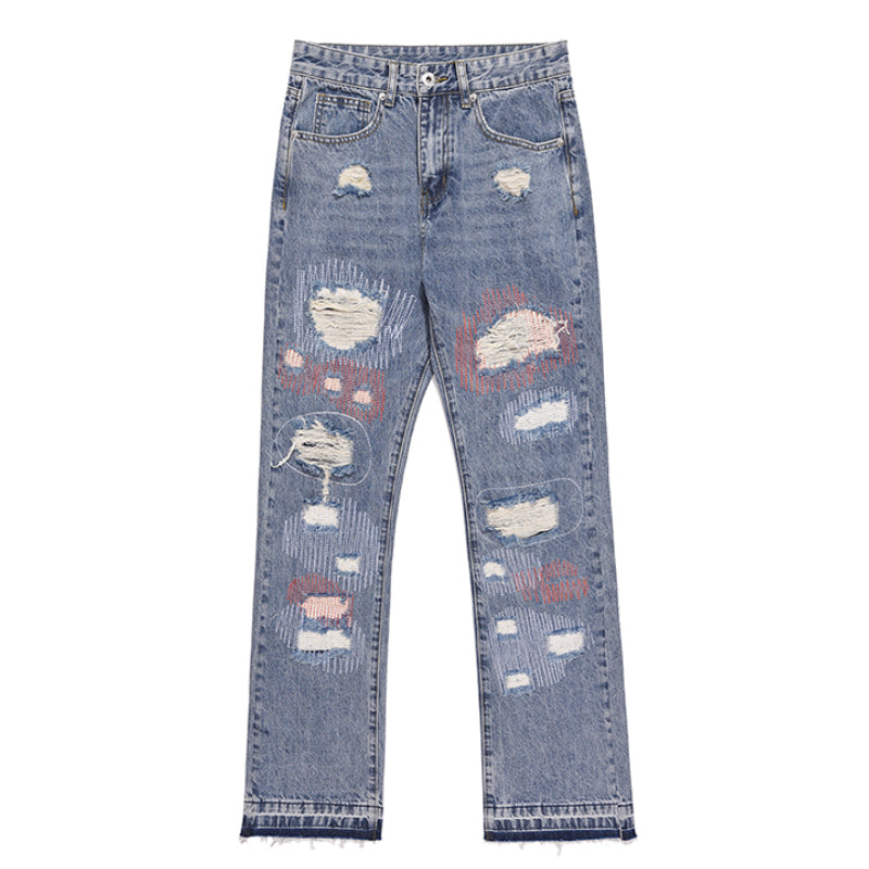 destroyed ripped jeans straight jean pants men biker jeans fashion zipper streetwear trousers hip hop pants joggers baggy jeans unique joggers style 2168