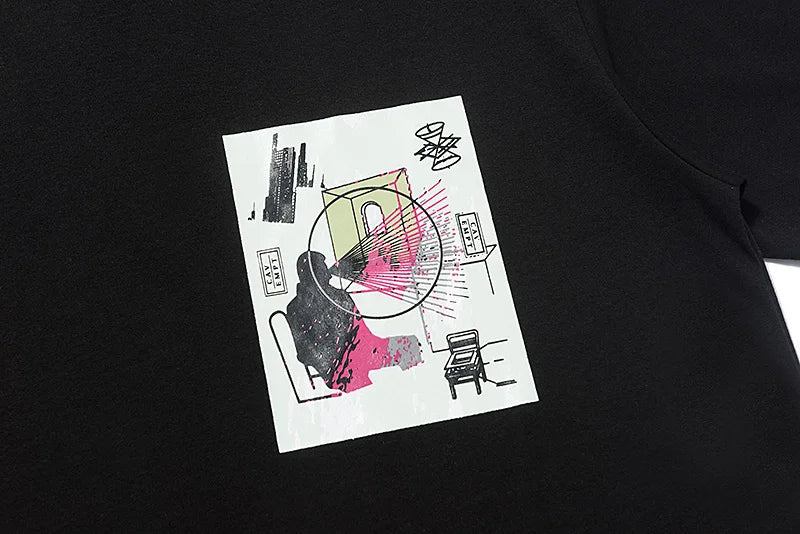 C.E T-shirts Men Woman Good Quality Cotton Casual Loose Vintage Abstract Face Printing Summer O-Neck CAVEMPT Top Tee Street King Limited