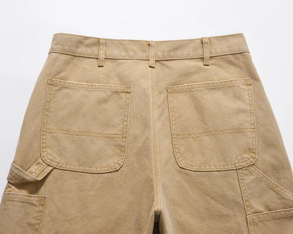 y2k sashes pockets solid color cleanfit cargo shorts mens summer wide leg streetwear baggy knee length pants oversized unique cargo style 239
