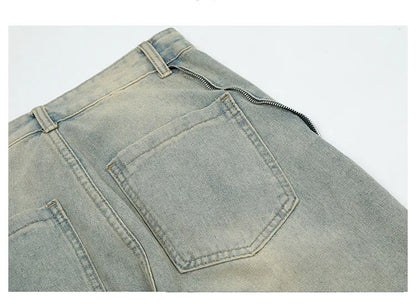 retro washed denim jean pants 2023 new casual zipper open loose straight jeans hip hop y2k pants mens jeans streetwear joggers unique joggers style 3208