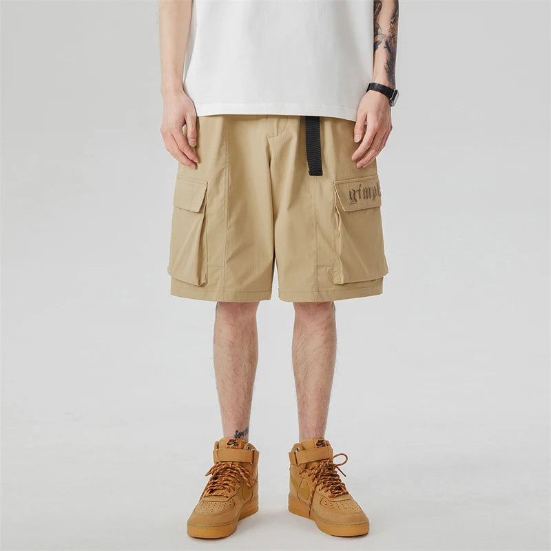summer new american retro cargo shorts for men casual multi pocket baggy y2k shorts streetwear hip hop embroidery short cargo combat utility trousers
