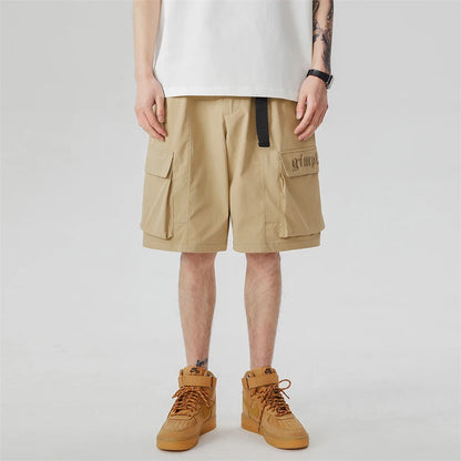 summer new american retro cargo shorts for men casual multi pocket baggy y2k shorts streetwear hip hop embroidery short cargo combat utility trousers