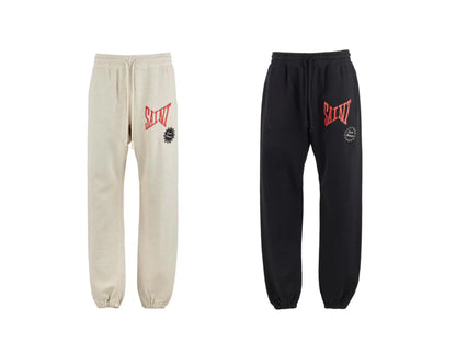24ss sm brand fashion letter print high street wear cotton casual loose sweater hoodies pants set urban fashion pants