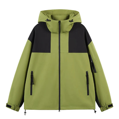 autumn new punching jacket waterproof outdoor wear man fashion splicing colour collision leisure jacket basic unisex coats clean everyday pants