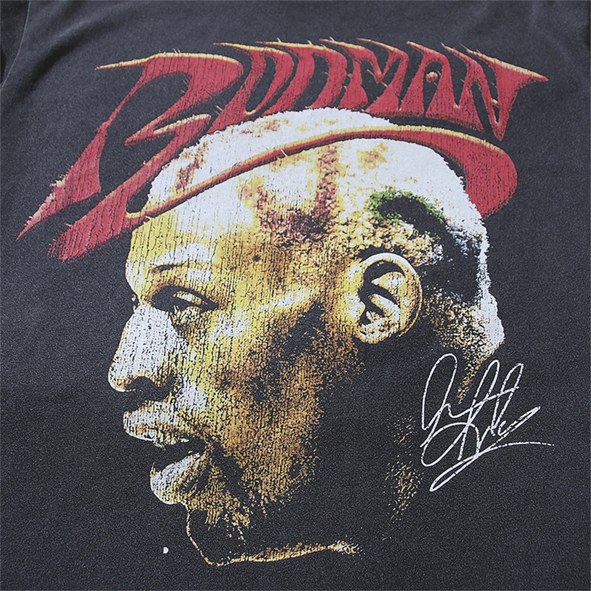Vintage Retro High-Street Rodman Portrait Print Cotton Hip-Pop Casual Tops T-Shirt Street King Limited