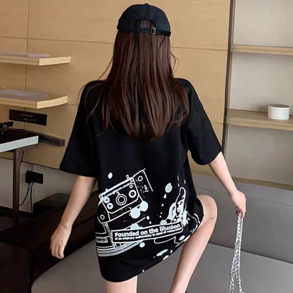 C.E T-shirts Men Woman Good Quality Cotton Casual Loose Vintage Abstract Face Printing Summer O-Neck CAVEMPT Top Tee Street King Limited