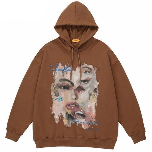 "Broken Face" Unisex Men Women Streetwear Graphic Hoodie Daulet Apparel