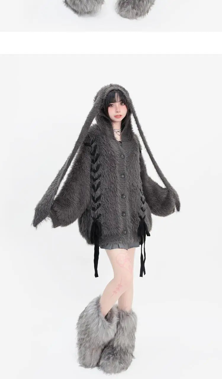 plush faux mink fur thick cardigan sweater jacket for women pro choice loose medium to long style coat women winter y2k tops unique default style 742