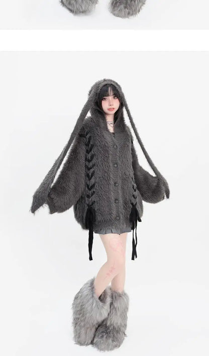 plush faux mink fur thick cardigan sweater jacket for women pro choice loose medium to long style coat women winter y2k tops unique default style 742