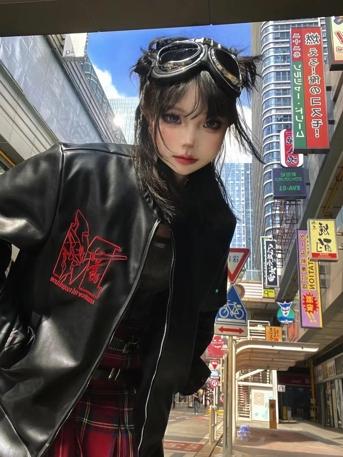 harajuku second apostle leather jacket women spring and autumn american sense vintage goth casual y2k tops coat women menswear bottoms