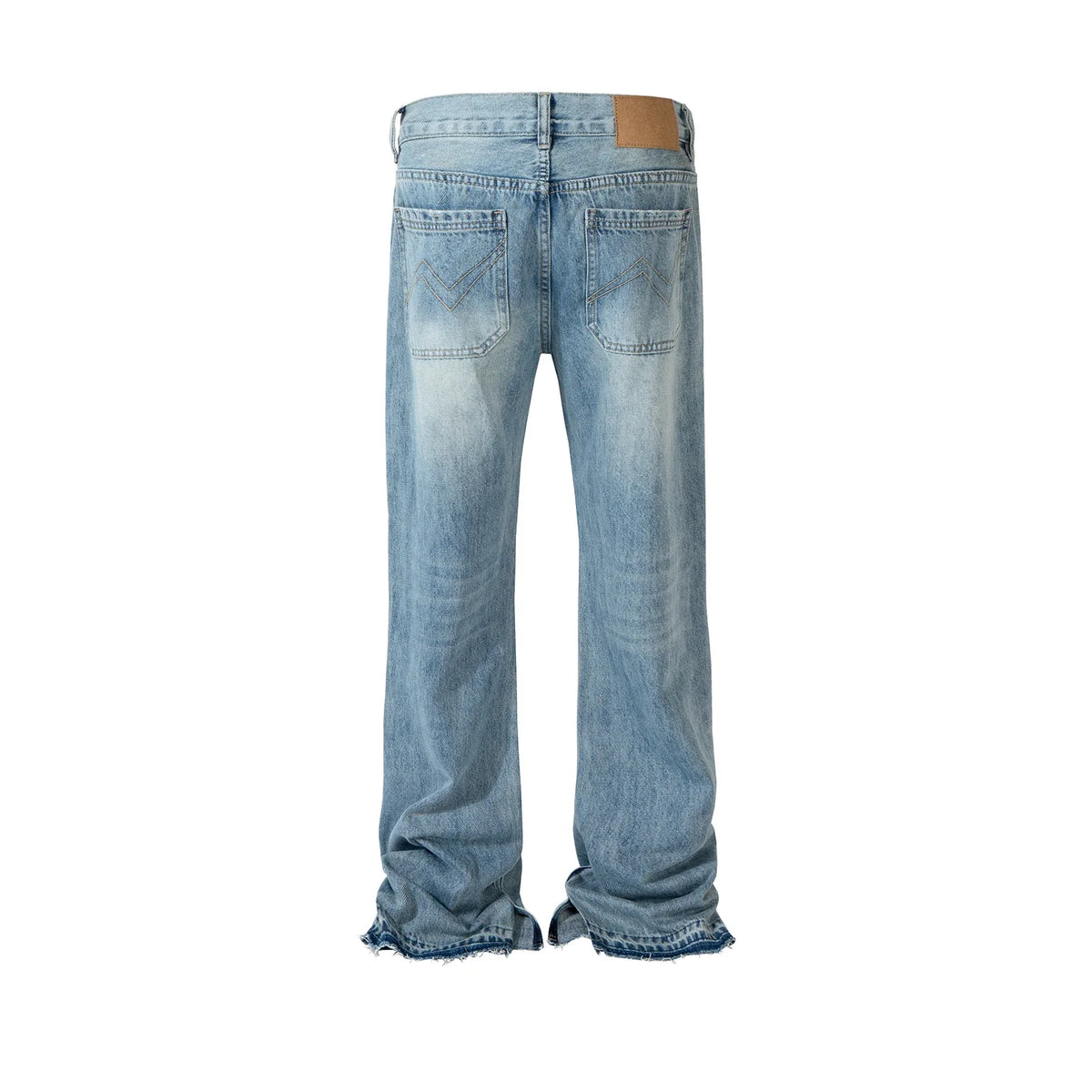 streetwear ropa hombre lightning pattern washed split jeans for men washed pocket baggy casual denim trousers oversized cargos 1 multi-pocket cargos