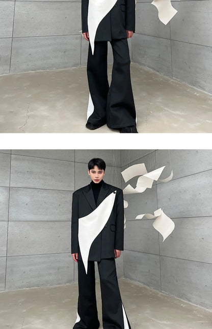 flare pants men vintage fashion casual bell bottom trousers male streetwear net celebrity long pants stage costume unique default style 2667