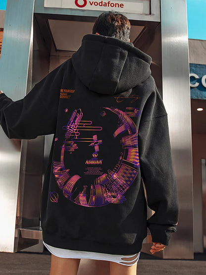 High Street Graffiti Graphic Hoodie Mens Loose Fleece Hoodies Harajuku Hip Hop Oversize Casual Hooded Sweatshirts Y2K Clothes Street King Limited