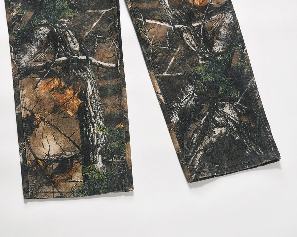y2k streetwear vintage pantalones hombre trees camouflage jeans cargos for men patchwork straight baggy casual denim trousers 1 unique cargo style 4628