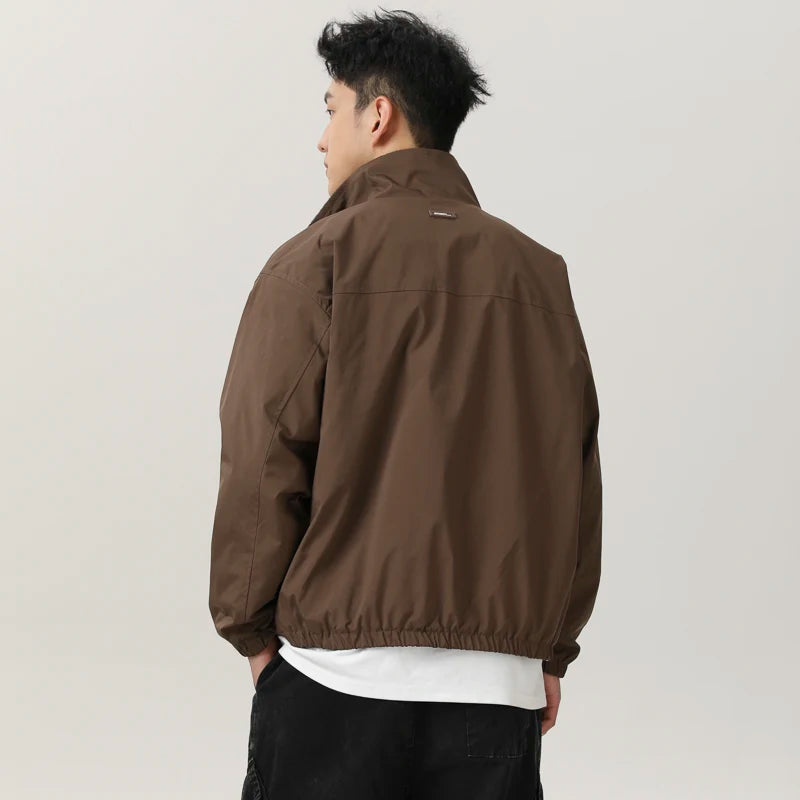 double side wearable coach jacket men streetwear fashion cleanfit splice plaid loose casual outdoor cargo jacket boyfriend coat multi-pocket cargos