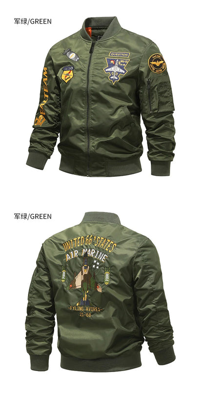 mens spring and autumn thin army green black yellow motorcycle pilot baseball uniform sports jacket mens hip hop style jacket unique default style 1488