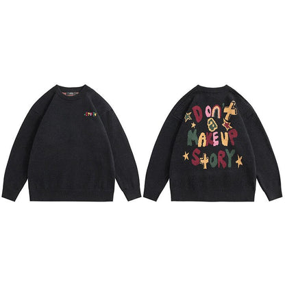 "Make Up Stories" Unisex Men Women Streetwear Graphic Sweater Daulet Apparel