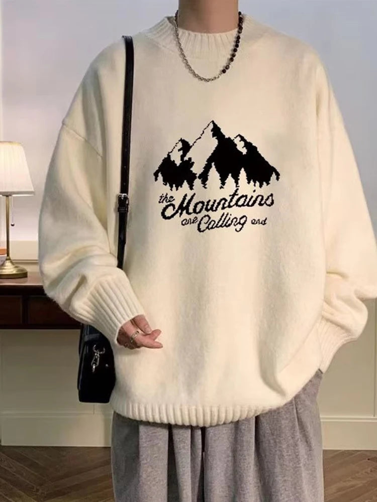 New High Street Graphic Print Knitted Sweater For Men Hip Hop Letter Pullovers Femme 2025 Autumn Casual Y2K Vintage Knitwears Street King Limited