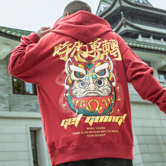 Japanese Streetwear Graphic Print Mens Hoodies Harajuku Fashion Fleece Pullovers Oversized Loose Comfortable Y2K Sweatshirts Street King Limited