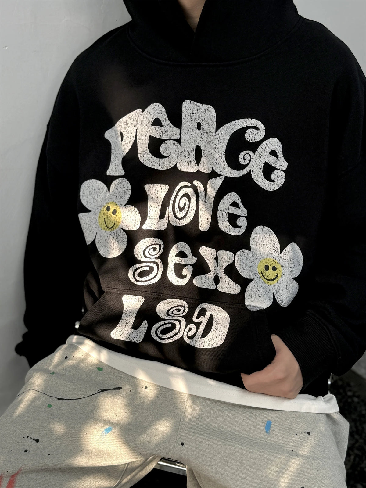 2024 Vintage readymade Style Letter Flower Print Quality Loose Oversized High-Street Cotton Hoodies Sweater Pullover Street King Limited