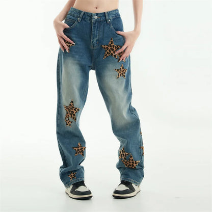 black baggy jeans men star patchwork straight denim pants fashion jeans male streetwear hip hop y2k loose trousers ripped baggy denim