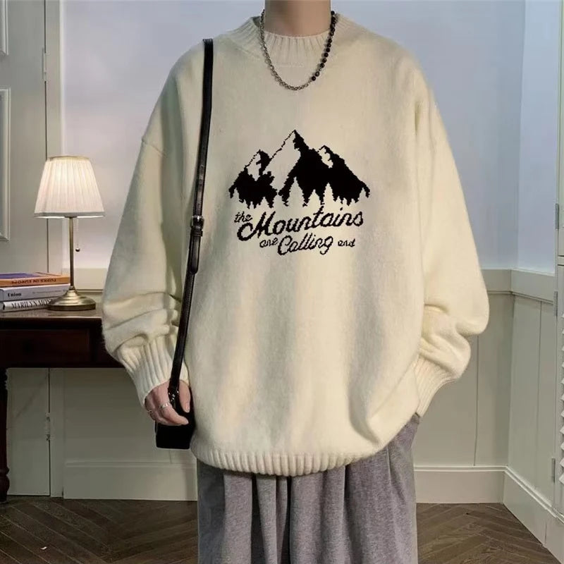New High Street Graphic Print Knitted Sweater For Men Hip Hop Letter Pullovers Femme 2025 Autumn Casual Y2K Vintage Knitwears Street King Limited