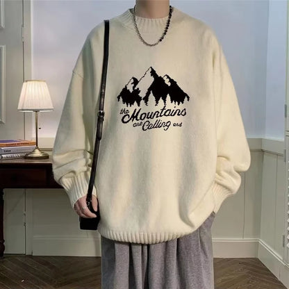 New High Street Graphic Print Knitted Sweater For Men Hip Hop Letter Pullovers Femme 2025 Autumn Casual Y2K Vintage Knitwears Street King Limited