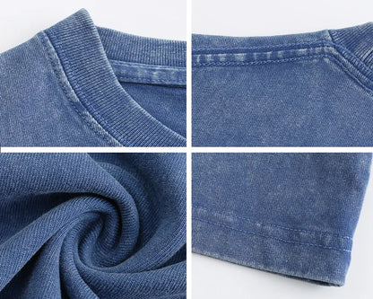 270g Heavyweight American Washed And Distressed Trendy Brand Loose Short-Sleeved T-Shirt For Men In Summer New Street Cotton Street King Limited