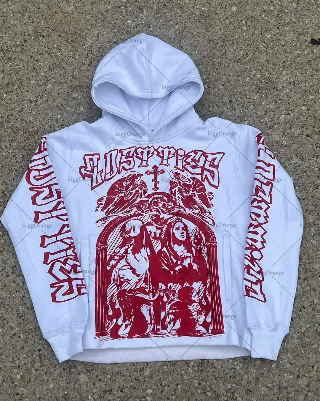 Fashionable Gothic Angel Pattern Letter Print Oversized Hoodie Women's Y2K2023 Spring and Autumn Loose Pullover Sweatshirt Men's Street King Limited